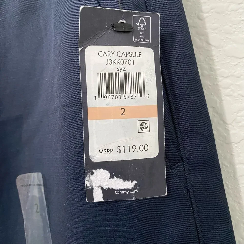 Tommy Hilfiger Cargo Pants Womens 2 Oversized Navy Wide Leg Career Workwear NWT - Picture 7 of 9